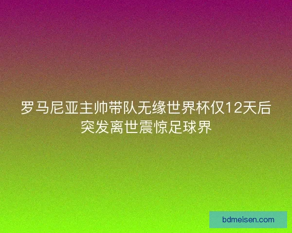 罗马尼亚主帅带队无缘世界杯仅12天后突发离世震惊足球界