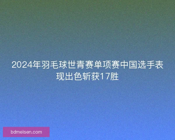 2024年羽毛球世青赛单项赛中国选手表现出色斩获17胜