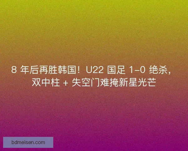 8 年后再胜韩国！U22 国足 1-0 绝杀，双中柱 + 失空门难掩新星光芒